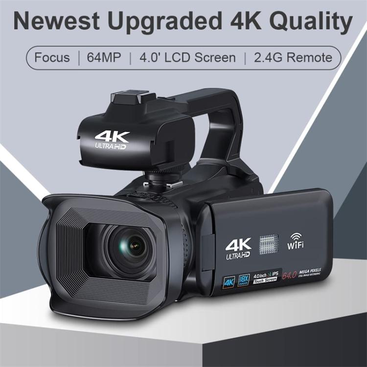กล้องวิดีโอดิจิทัลมือถือหน้าจอสัมผัส 4 นิ้ว 64MP, 4K 16G, 4K 32G, 4K 64G