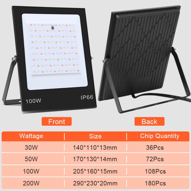 ไฟสปอร์ตไลท์ LED เปลี่ยนสี RGB พร้อมรีโมทคอนโทรล, 30W, 100W