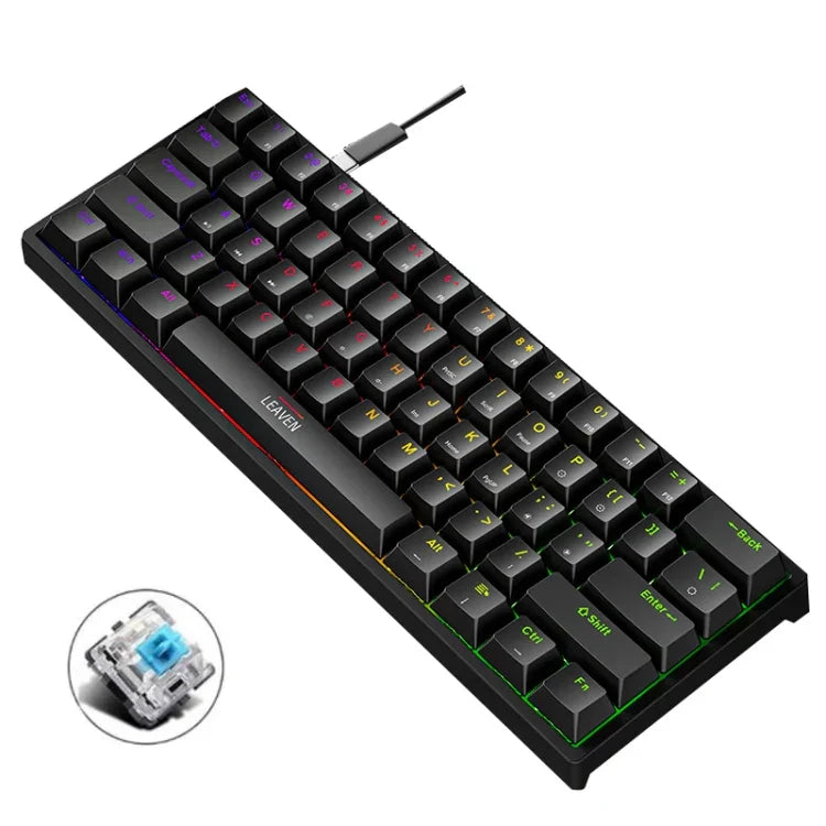 คีย์บอร์ดเกมมีสาย LEAVEN K620 61 ปุ่ม แบบเสียบร้อน พร้อมไฟเรืองแสง ความยาวสาย: 1.8 เมตร สวิตช์สีเขียวดำ สีเขียวขาว สีเขียวน้ำเงิน สีเขียวชมพู สวิตช์แดงดำขาว สวิตช์เขียวขาวดำ สวิตช์เขียวขาวดำ
