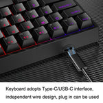 LEAVEN K620 61 Keys Hot Plug-in Glowing Game Wired Mechanical Keyboard, Cable Length: 1.8m, Black Green Shaft, White Green Shaft, Blue Green Shaft, Pink Green Shaft, White Black Red Shaft, Black White Green Shaft, White Black Green Shaft               ...