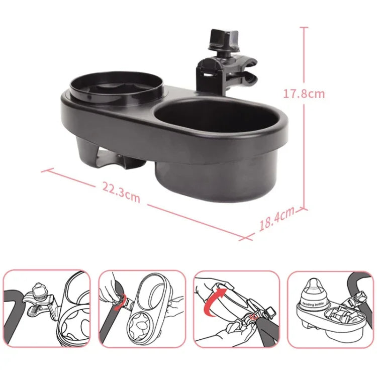 ที่วางแก้วคู่สำหรับรถเข็นเด็ก ชั้นวางขวดและขนม รุ่น J4100
