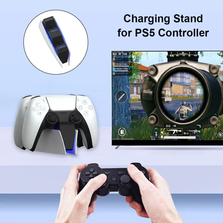 HONCAM ที่ชาร์จจอยเกม PS5 แบบแท่นชาร์จคู่ สีขาว ดำ ชมพูแดง น้ำเงิน