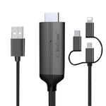 สาย HDMI Dongle HDTV 1080P เสียบใช้งานได้ทันที พร้อมหน้าจอ LD36 8 พิน + Micro USB + Type-C / USB-C เป็น HDMI