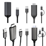สาย HDMI Dongle HDTV 1080P เสียบใช้งานได้ทันที พร้อมหน้าจอ LD36 8 พิน + Micro USB + Type-C / USB-C เป็น HDMI