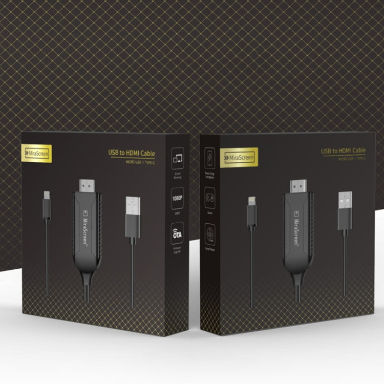 สาย HDMI Dongle HDTV 1080P เสียบใช้งานได้ทันที พร้อมหน้าจอ LD36 8 พิน + Micro USB + Type-C / USB-C เป็น HDMI