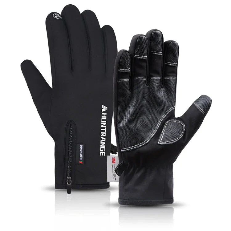 ถุงมือขี่จักรยานกันน้ำกลางแจ้ง HUNTRANGE A023 สัมผัสหน้าจอ กำมะหยี่ ขนาด M L XL