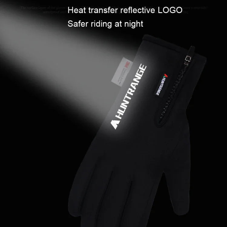 ถุงมือขี่จักรยานกันน้ำกลางแจ้ง HUNTRANGE A023 สัมผัสหน้าจอ กำมะหยี่ ขนาด M L XL