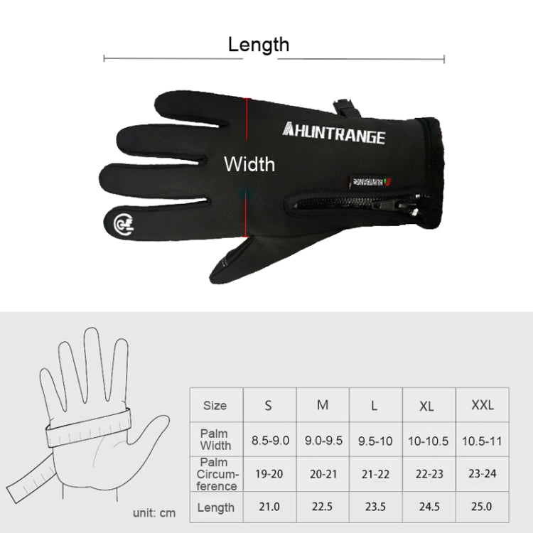 ถุงมือขี่จักรยานกันน้ำกลางแจ้ง HUNTRANGE A022 สัมผัสหน้าจอ กันหนาว ขนาด S M L XL XXL
