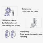 ต่างหูเงิน 925 ประดับดอกไม้สีม่วงและเวอร์มิคูไลต์ รุ่น SCE1533