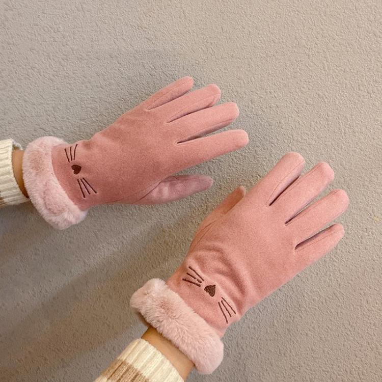 ถุงมือกันหนาวสัมผัสหน้าจอพร้อมกำมะหยี่หนา A56 สีดำ A56 สีชมพู A56 สีเทา