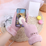 ถุงมือกันหนาวสัมผัสหน้าจอพร้อมกำมะหยี่หนา A56 สีดำ A56 สีชมพู A56 สีเทา