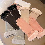 ถุงมือกันหนาวสัมผัสหน้าจอพร้อมกำมะหยี่หนา A56 สีดำ A56 สีชมพู A56 สีเทา