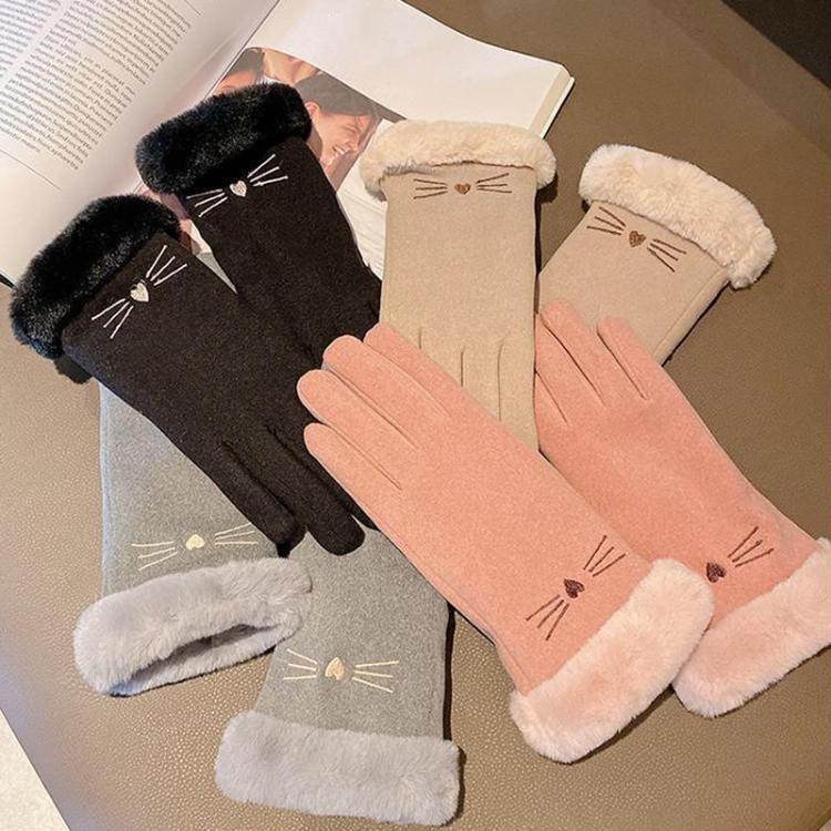 ถุงมือกันหนาวสัมผัสหน้าจอพร้อมกำมะหยี่หนา A56 สีดำ A56 สีชมพู A56 สีเทา
