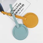 5 PCS Soft-Surface Leather Stitched Round Boarding Pass Luggage Tag