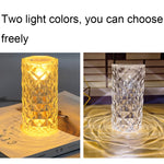 โคมไฟตั้งโต๊ะคริสตัล LED 2 ชิ้น รุ่น SF-001A 1.5V สีชมพูสำหรับบรรยากาศข้างเตียง 2 ชิ้น ไฟสีเหลืองไม่มีเครื่องเพิ่มความชื้น, 2 ชิ้น ไฟสีขาวไม่มีเครื่องเพิ่มความชื้น