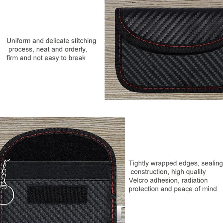 กระเป๋าใส่บัตร RFID คาร์บอนไฟเบอร์ ป้องกันรังสี ถุงกันสัญญาณกุญแจรถ ขนาด 10.5 x 6.5 ซม., 11.5 x 7.5 ซม.