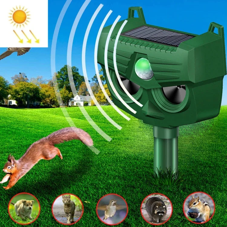 เครื่องไล่สุนัขพลังงานแสงอาทิตย์แบบอินฟราเรดและอัลตราโซนิก RC-543 สำหรับกลางแจ้ง