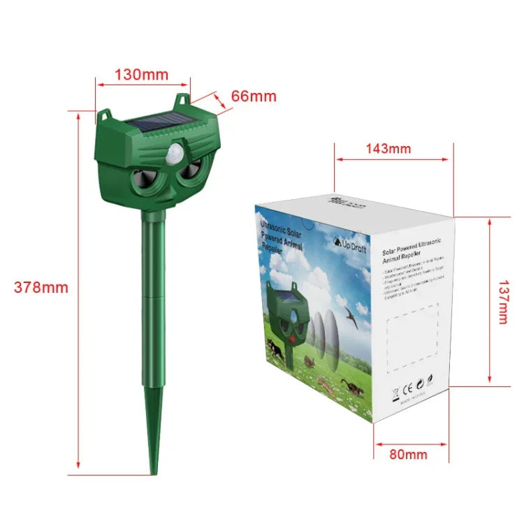 เครื่องไล่สุนัขพลังงานแสงอาทิตย์แบบอินฟราเรดและอัลตราโซนิก RC-543 สำหรับกลางแจ้ง