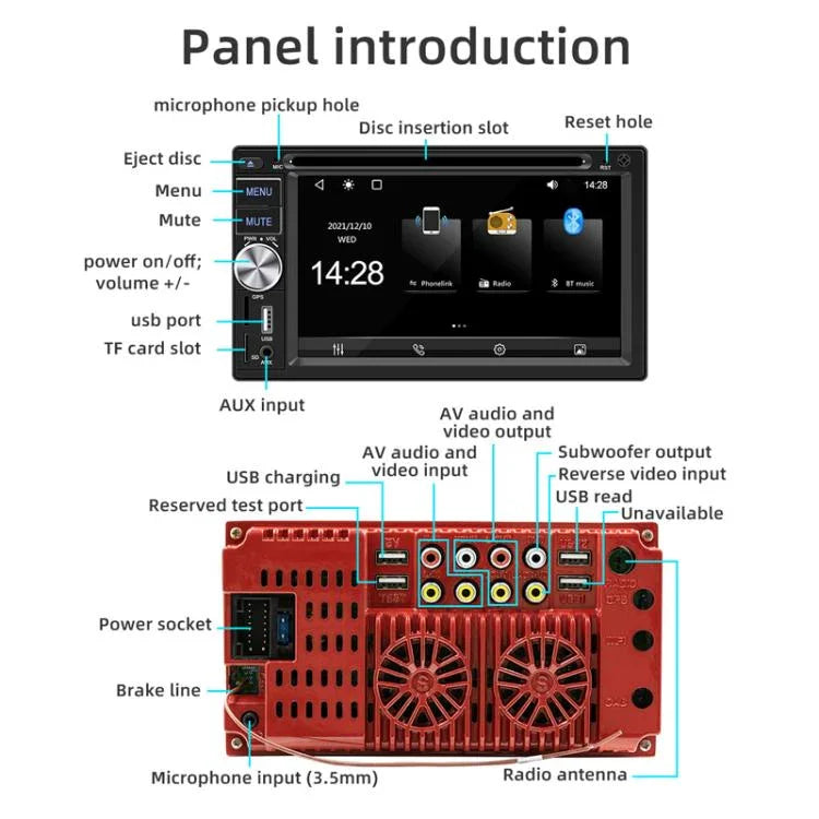 6.2 inch Bluetooth AUX Mobile Phone Interconnection USB Interface Car DVD