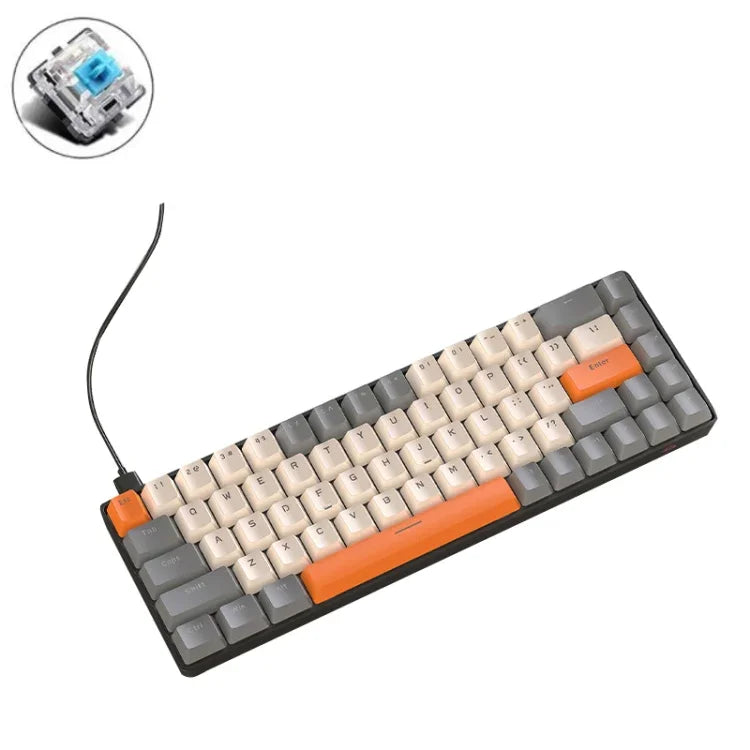 ZIYOU LANG T8 คีย์บอร์ดเกมมิ่งกลไก RGB 68 ปุ่ม ความยาวสาย: 1.5 ม., สไตล์:, รุ่น T8 ไมโครไลท์ แกนเขียว