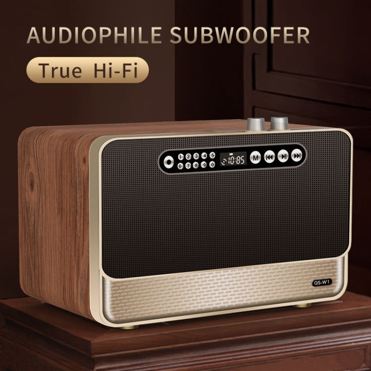 ลำโพงบลูทูธไร้สายตั้งโต๊ะเสียง HIFI ไม้ W1
