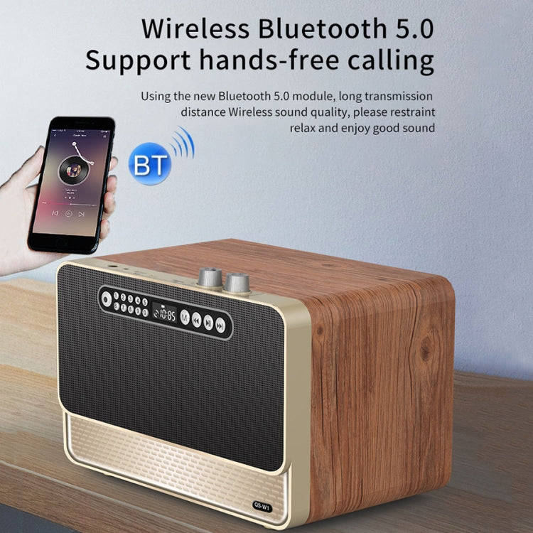 ลำโพงบลูทูธไร้สายตั้งโต๊ะเสียง HIFI ไม้ W1