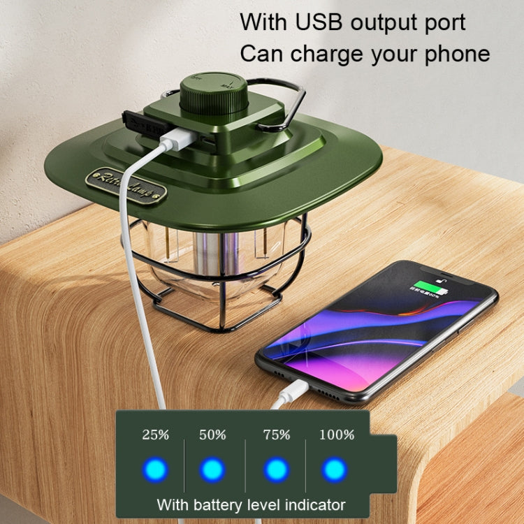 โคมไฟตั้งแคมป์โคมไฟโคมไฟ LED เรโทร LY02 ชาร์จ USB, LY02 สีเขียว, LY02 สีขาว, LY02 สีดำ