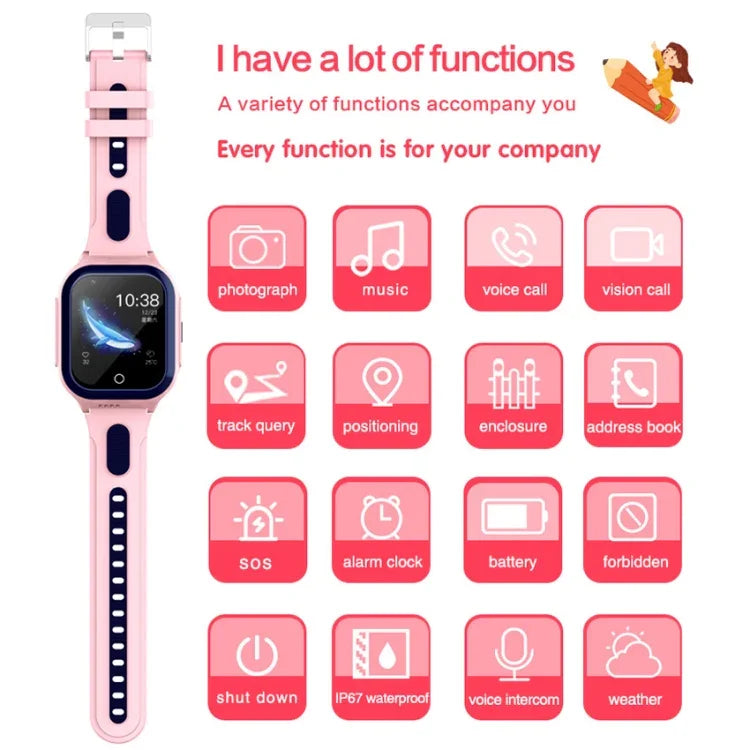 DF70 นาฬิกาโทรเด็ก 4G GPS + WIFI + LBS ขนาด 1.4 นิ้ว พร้อมฟังก์ชัน SOS สีชมพู น้ำเงิน ดำ