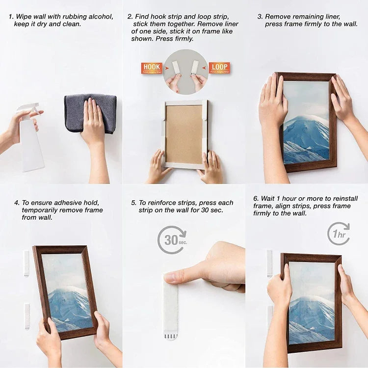 เทปตะขอและห่วงแขวนรูปภาพ ขนาด 9.5x2cm, 4.5x1.7cm, 9.5x2cm