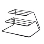 Three-layer Kitchen Dish Storage Rack Cabinet Tiered Shelf, White, Black