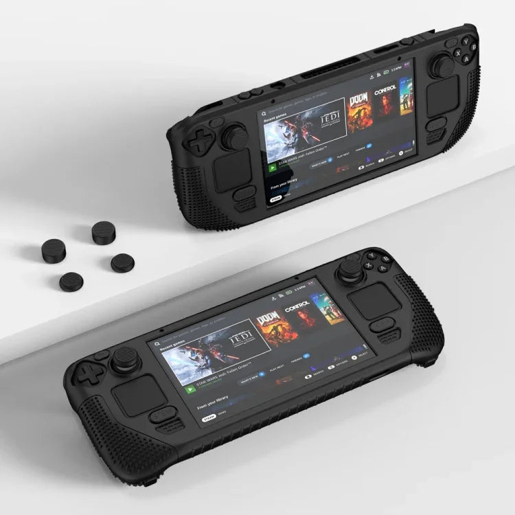 เคสซิลิโคนกันลื่นสำหรับ Steam Deck V V4-1 พร้อมฟังก์ชันที่ยึดเครื่อง สีดำ สีแดง สีเขียว สีน้ำเงิน