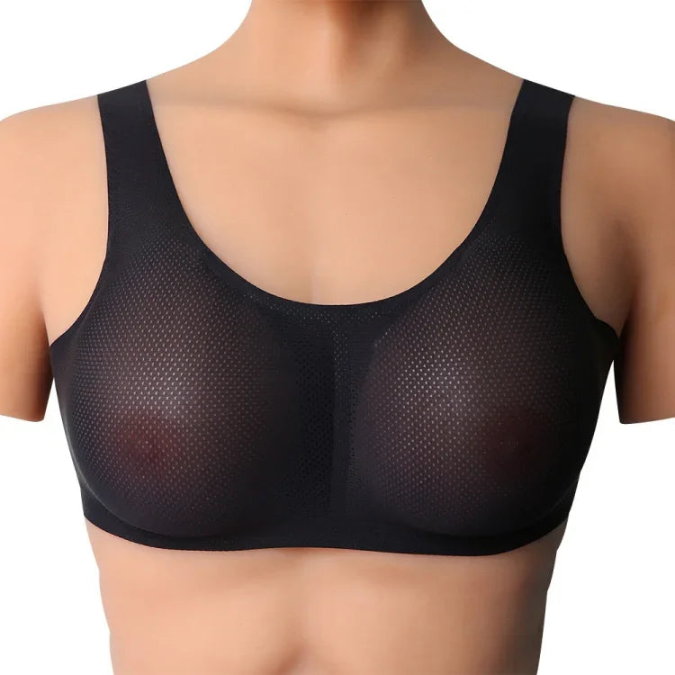 เสื้อกั๊กเต้านมปลอมซิลิโคนสำหรับแต่งหญิง CD ขนาด AA+XS 400g, A+S 500g, B+M 600g, C+L 800g, D+XL 1000g, DD+XXL 1200g, E+XXXL 1400g, EE+XXXXL 1600g