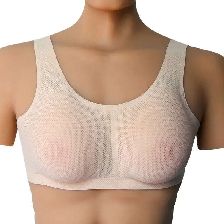 เสื้อกั๊กเต้านมปลอมซิลิโคนสำหรับแต่งหญิง CD ขนาด AA+XS 400g, A+S 500g, B+M 600g, C+L 800g, D+XL 1000g, DD+XXL 1200g, E+XXXL 1400g, EE+XXXXL 1600g