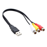 สาย USB เป็น 3 RCA บัส 1 ตัวผู้ 3 ตัวเมีย สายเสียง AV, ความยาว 25 ซม., 1.5 เมตร