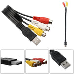 สาย USB เป็น 3 RCA บัส 1 ตัวผู้ 3 ตัวเมีย สายเสียง AV, ความยาว 25 ซม., 1.5 เมตร
