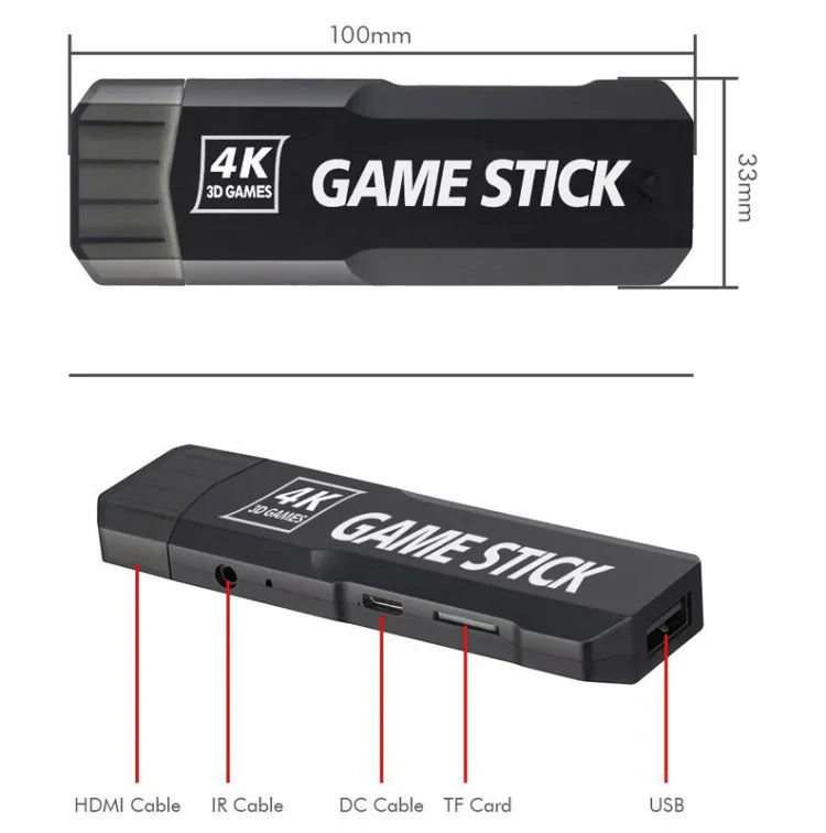เครื่องเล่นเกมทีวี 4K HD ไร้สาย 2.4G GD10 กล่องเกม PSP, 32G ในตัว 15,000 เกม, 64G ในตัว 30,000 เกม, 128G ในตัว 40,000 เกม