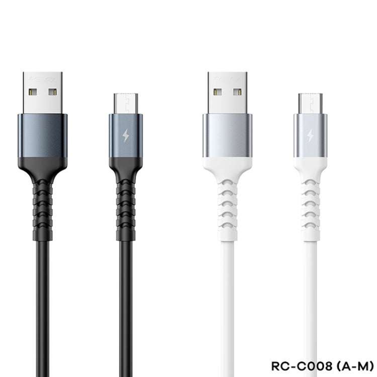 สายข้อมูล REMAX RC-C008 TPE นุ่ม 2.4A ป้องกันการหัก ยาว 1 เมตร, USB เป็น Micro USB, USB เป็น 8 พิน