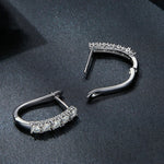 Sterling Silver S925 Moissanite U-Shaped Pattern Earrings, MSE011