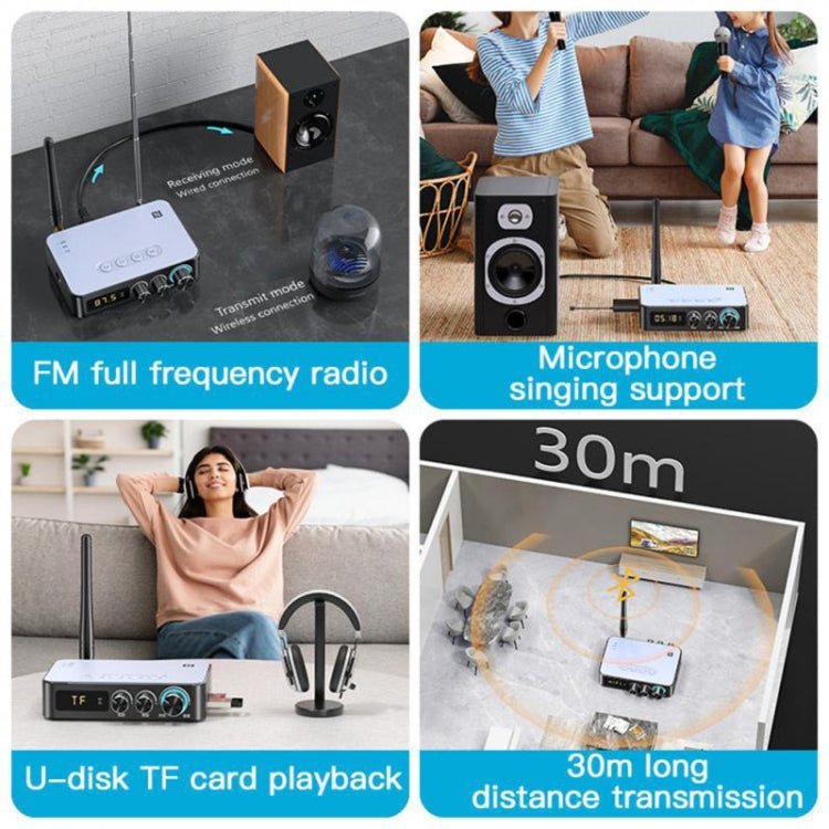 เครื่องรับเสียงบลูทูธ M9 Pro 5.1 พร้อมเครื่องส่งสัญญาณ FM วิทยุ 4-in-1 และ NFC รุ่น M9 Pro