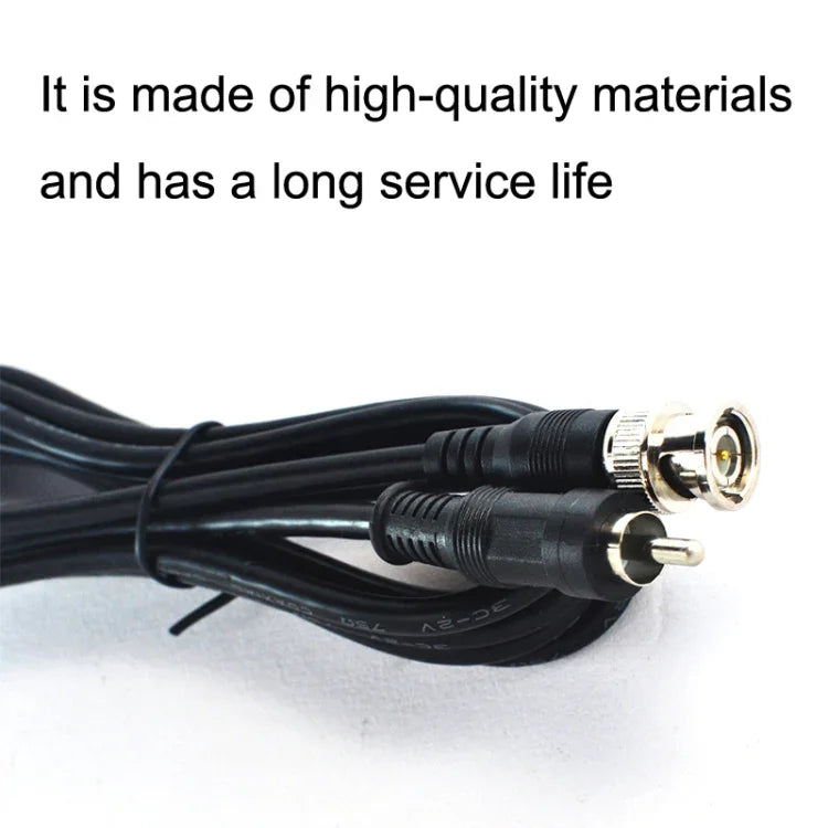 สายเชื่อมต่อ BNC ตัวผู้ ถึง RCA ตัวผู้ สายโคแอกเชียลทองแดงสำหรับวิดีโอ HD สายตรวจสอบ, ความยาว:, 1ม., 1.5ม., 2ม., 3ม., 5ม.