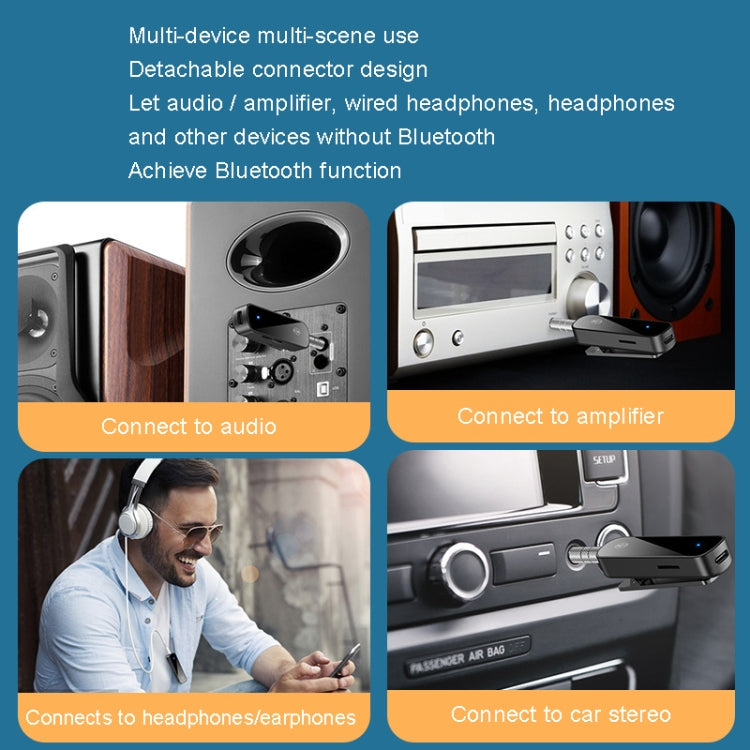 เครื่องรับเสียงบลูทูธ HiFi Y2 5.3 พร้อมไมโครโฟนหนีบปกเสื้อ 3.5 มม. แปลงเสียงโทรศัพท์ รองรับการเล่นการ์ด TF รุ่น Y2