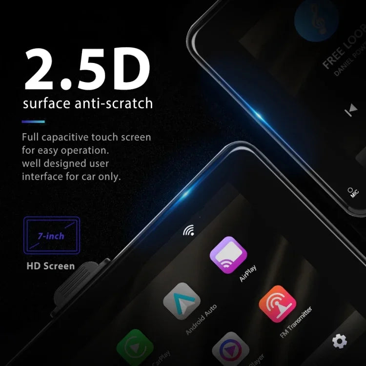 A3135 หน้าจอสมาร์ทแบบมีสาย HD ขนาด 7 นิ้ว พร้อม Wireless CarPlay + Android Auto + Android, ไม่มีกล้อง, พร้อมกล้อง