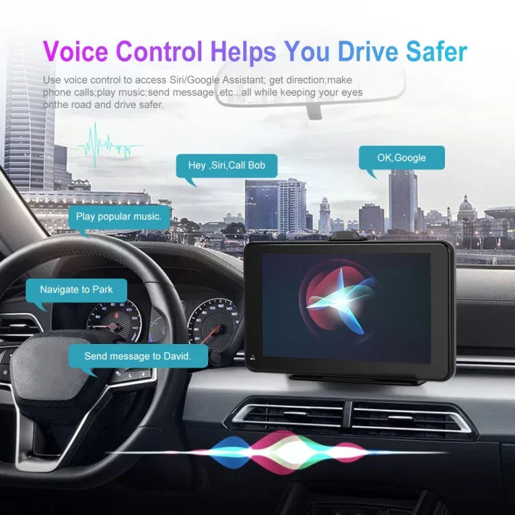 A3135 หน้าจอสมาร์ทแบบมีสาย HD ขนาด 7 นิ้ว พร้อม Wireless CarPlay + Android Auto + Android, ไม่มีกล้อง, พร้อมกล้อง