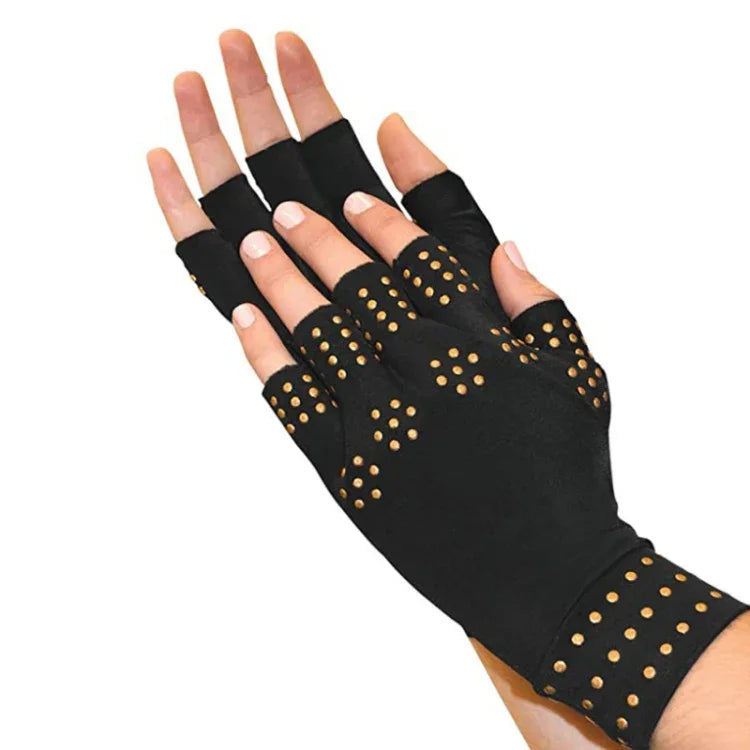 ถุงมือกดแรงไม่ลื่น ครึ่งนิ้ว ถุงมือออกกำลังกายฝึกข้อต่อ ขนาดฟรี