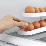 Automatic Eggs Storage Box Refrigerator Egg Dispenser Plastic Rolling Eggs Holder  Container, 2 Layers