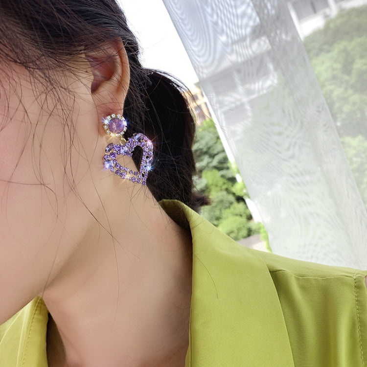 ต่างหูเงินรูปหัวใจ ความรัก เรียบง่าย E2109-12 เพชรสีม่วง, E2109-13 เพชรขาว, E2112-9 ความรักทองไม่สมมาตร, E2112-10 ความรักสีขาว K ไม่สมมาตร