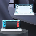 035 ฝาครอบกันฝุ่นฐานแสดงผลเรืองแสงสำหรับ Nintendo Switch/OLED, สเปค: ฐานไฟ, โปร่งใส, ป้ายขาว, ป้ายดำ, ที่จับ, Jet Warrior, Noble, Gengar