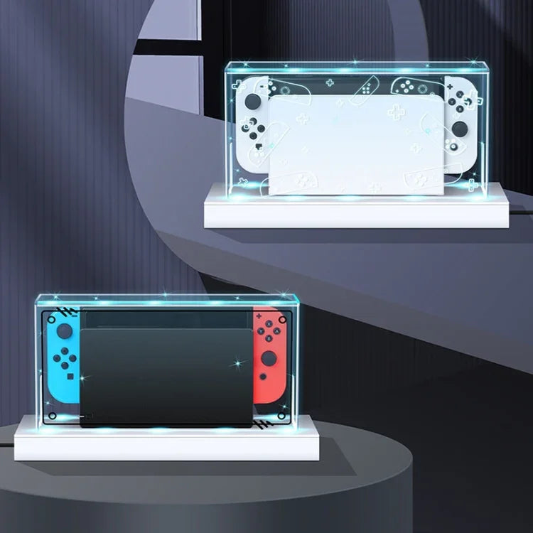 035 ฝาครอบกันฝุ่นฐานแสดงผลเรืองแสงสำหรับ Nintendo Switch/OLED, สเปค: ฐานไฟ, โปร่งใส, ป้ายขาว, ป้ายดำ, ที่จับ, Jet Warrior, Noble, Gengar