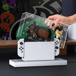 035 ฝาครอบกันฝุ่นฐานแสดงผลเรืองแสงสำหรับ Nintendo Switch/OLED, สเปค: ฐานไฟ, โปร่งใส, ป้ายขาว, ป้ายดำ, ที่จับ, Jet Warrior, Noble, Gengar