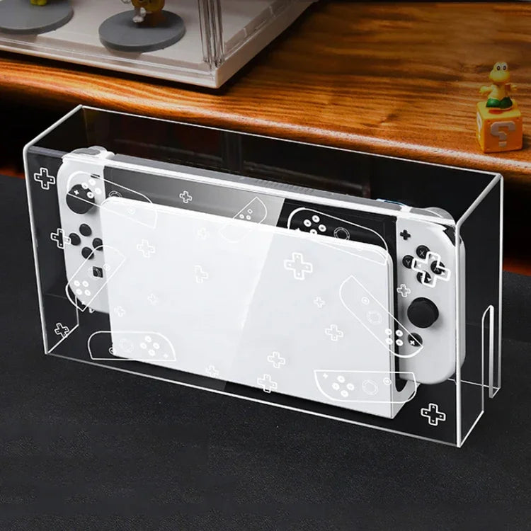 035 ฝาครอบกันฝุ่นฐานแสดงผลเรืองแสงสำหรับ Nintendo Switch/OLED, สเปค: ฐานไฟ, โปร่งใส, ป้ายขาว, ป้ายดำ, ที่จับ, Jet Warrior, Noble, Gengar